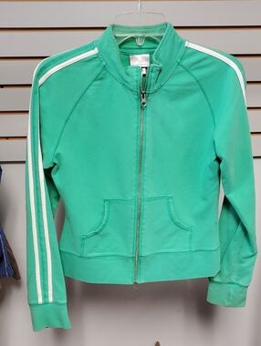 Prospirit Green Zip-Up Bomber Jacket with White Stripes